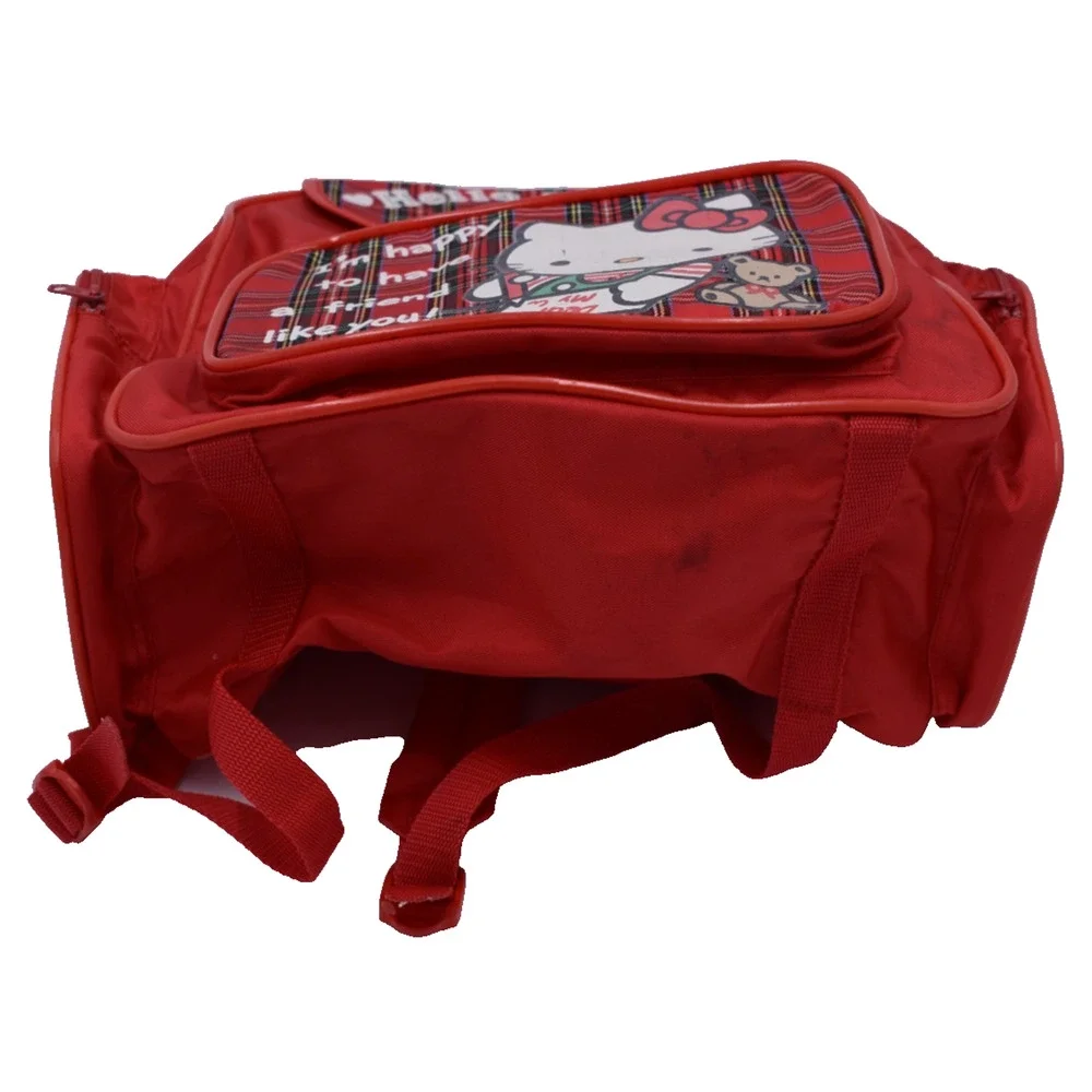 Vtg Sanrio Hello Kitty Backpack Small Red Book Bag - Happy to Have a Friend Like